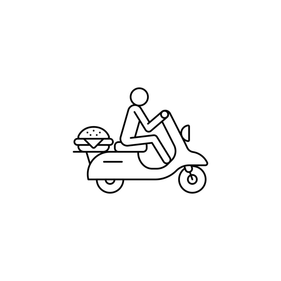 Online food delivery on scooter icon outline vector