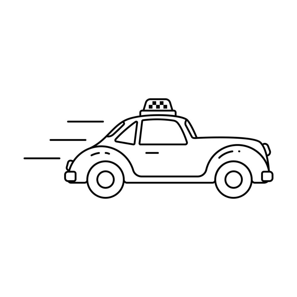 icono de línea de coche retro de taxi vector