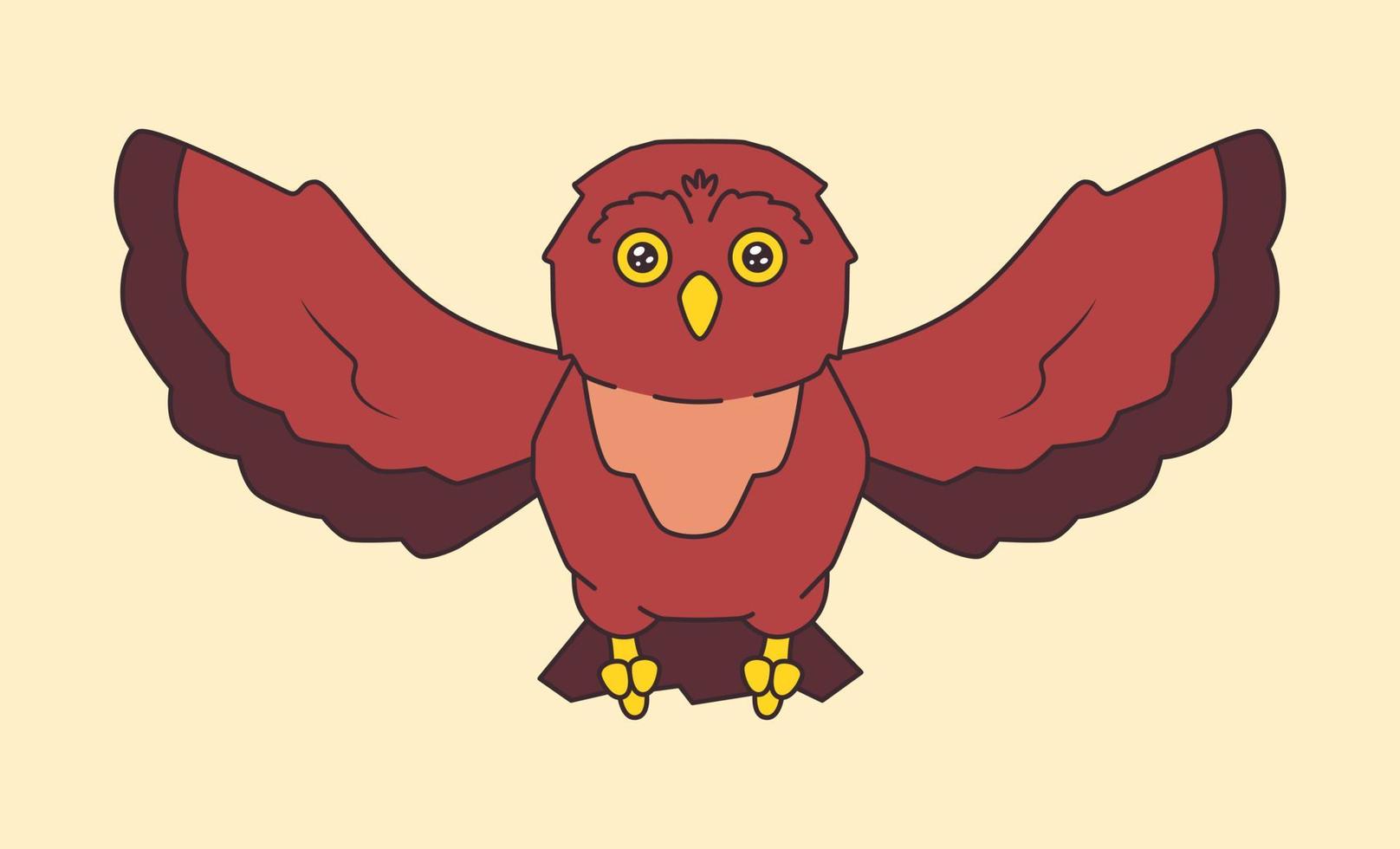 Cartoon cute flying owl bird vector illustration