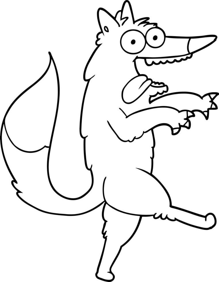 crazed cartoon wolf vector