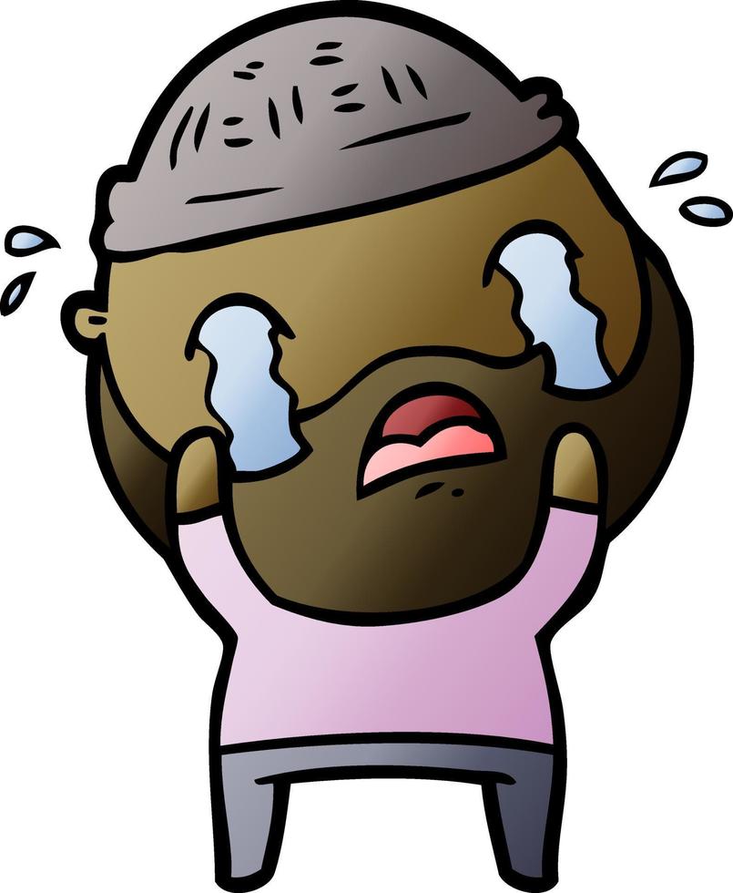 cartoon bearded man crying vector