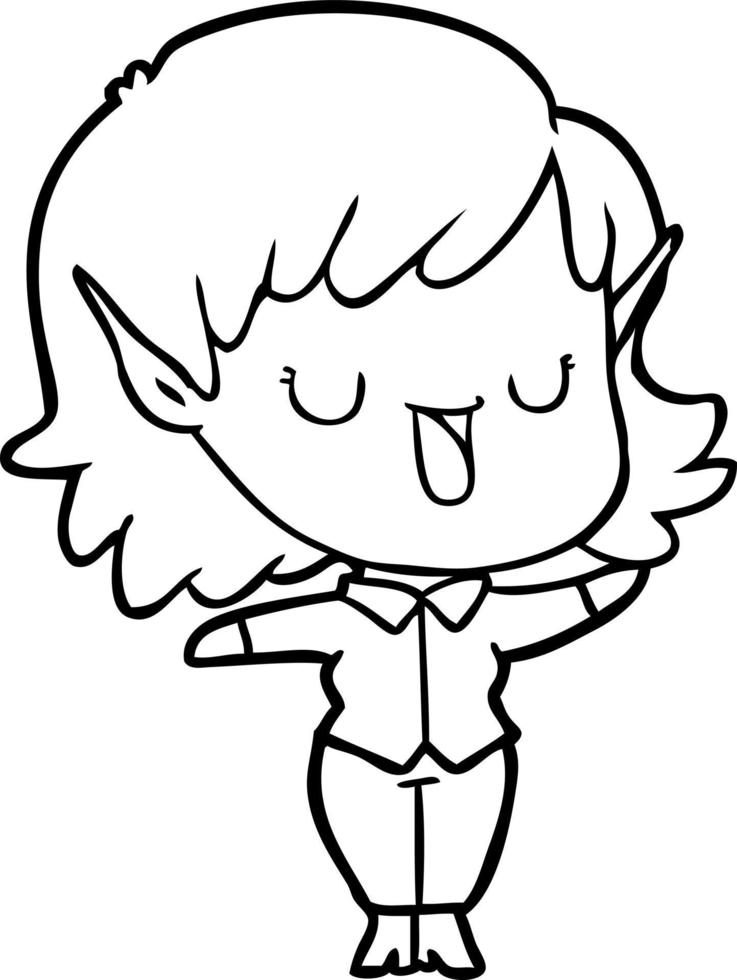 cartoon elf girl vector