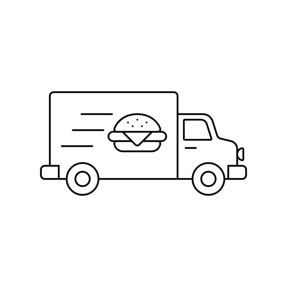 Online food delivery truck line icon vector