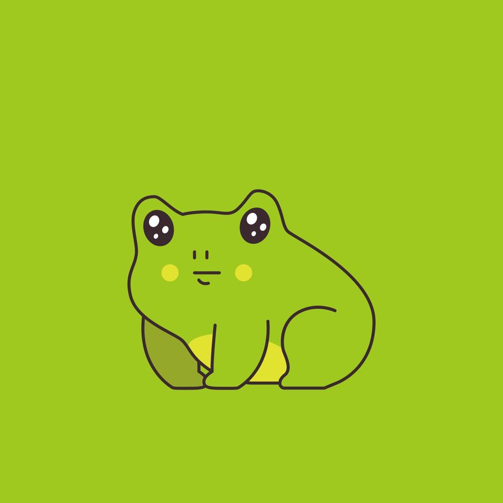 Cartoon cute green baby frog vector illustration for sticker, badge or textile