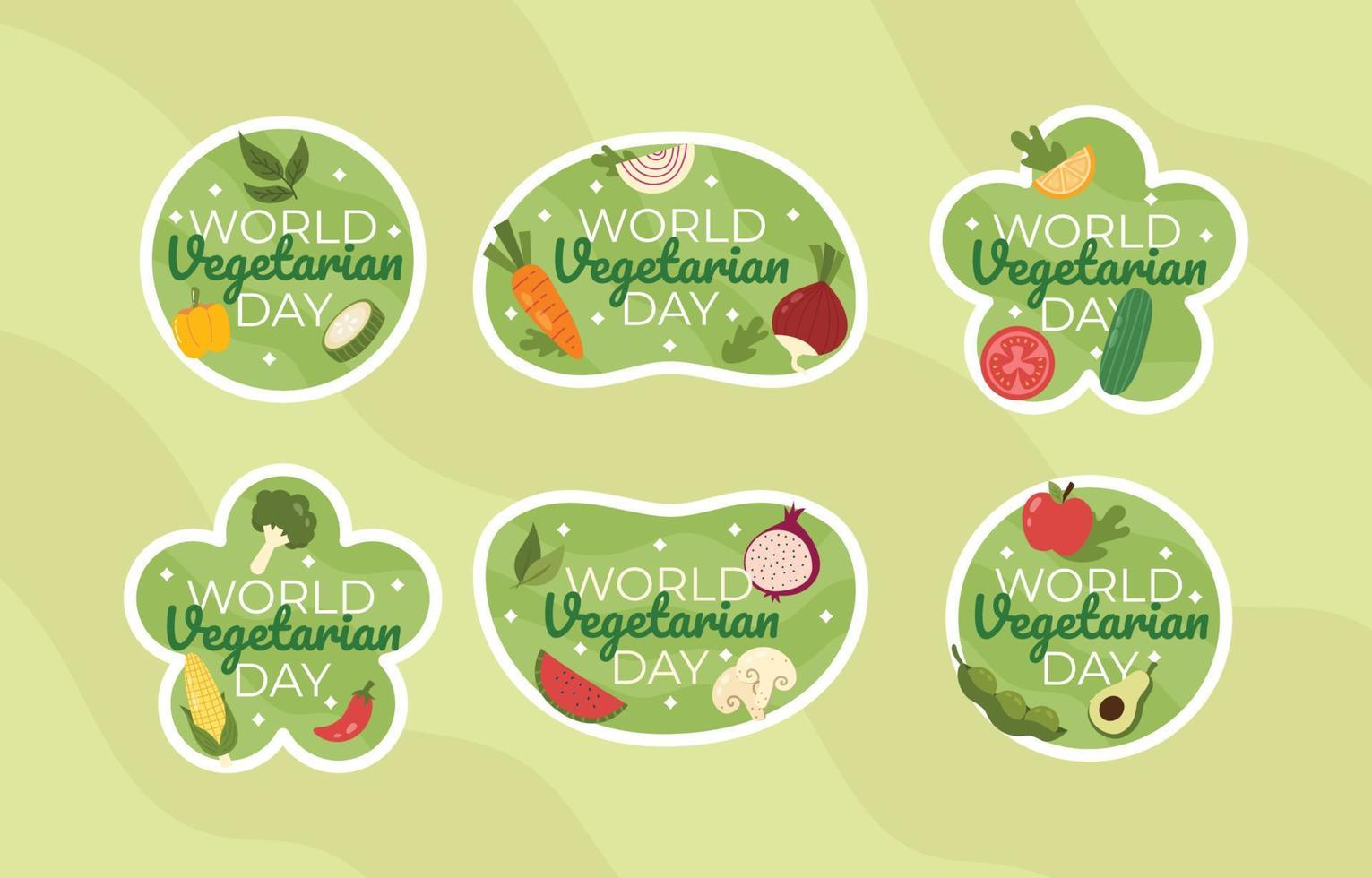 colección de pegatinas del día mundial del vegetariano vector