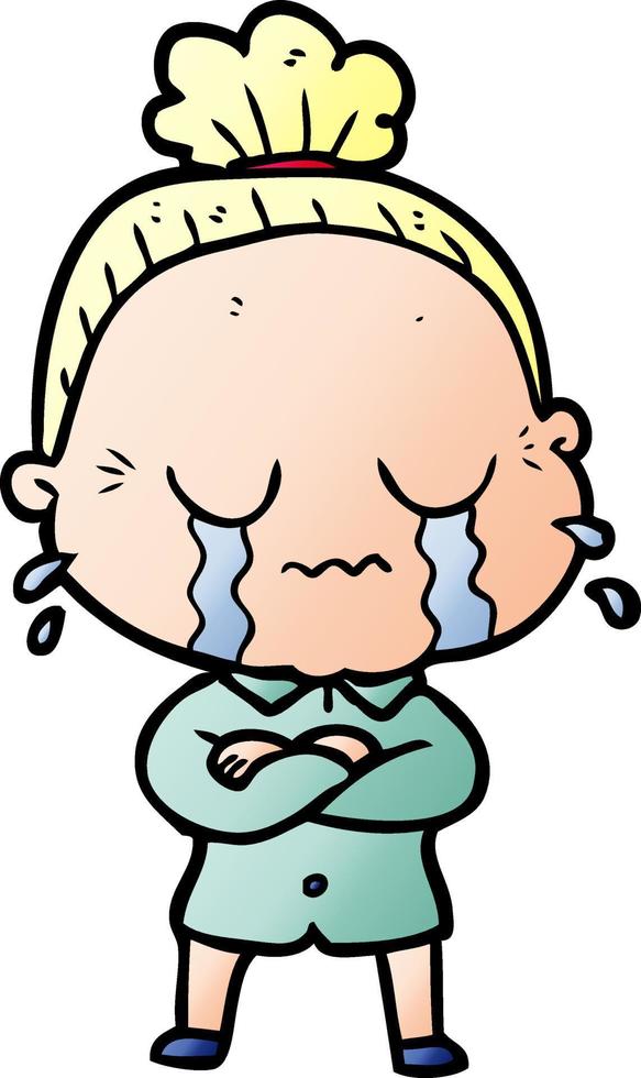 cartoon crying old lady vector