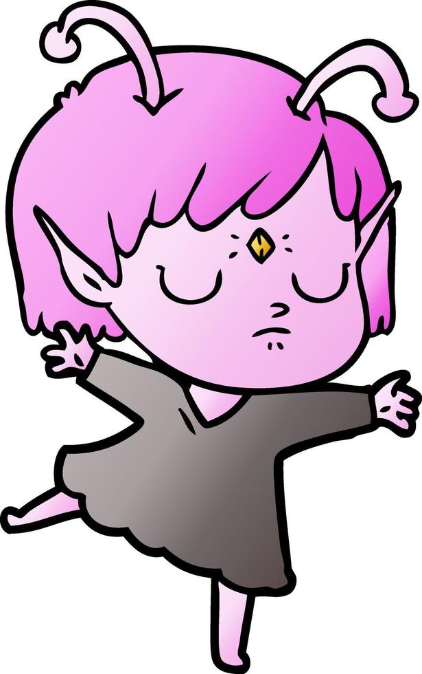 cartoon alien girl vector