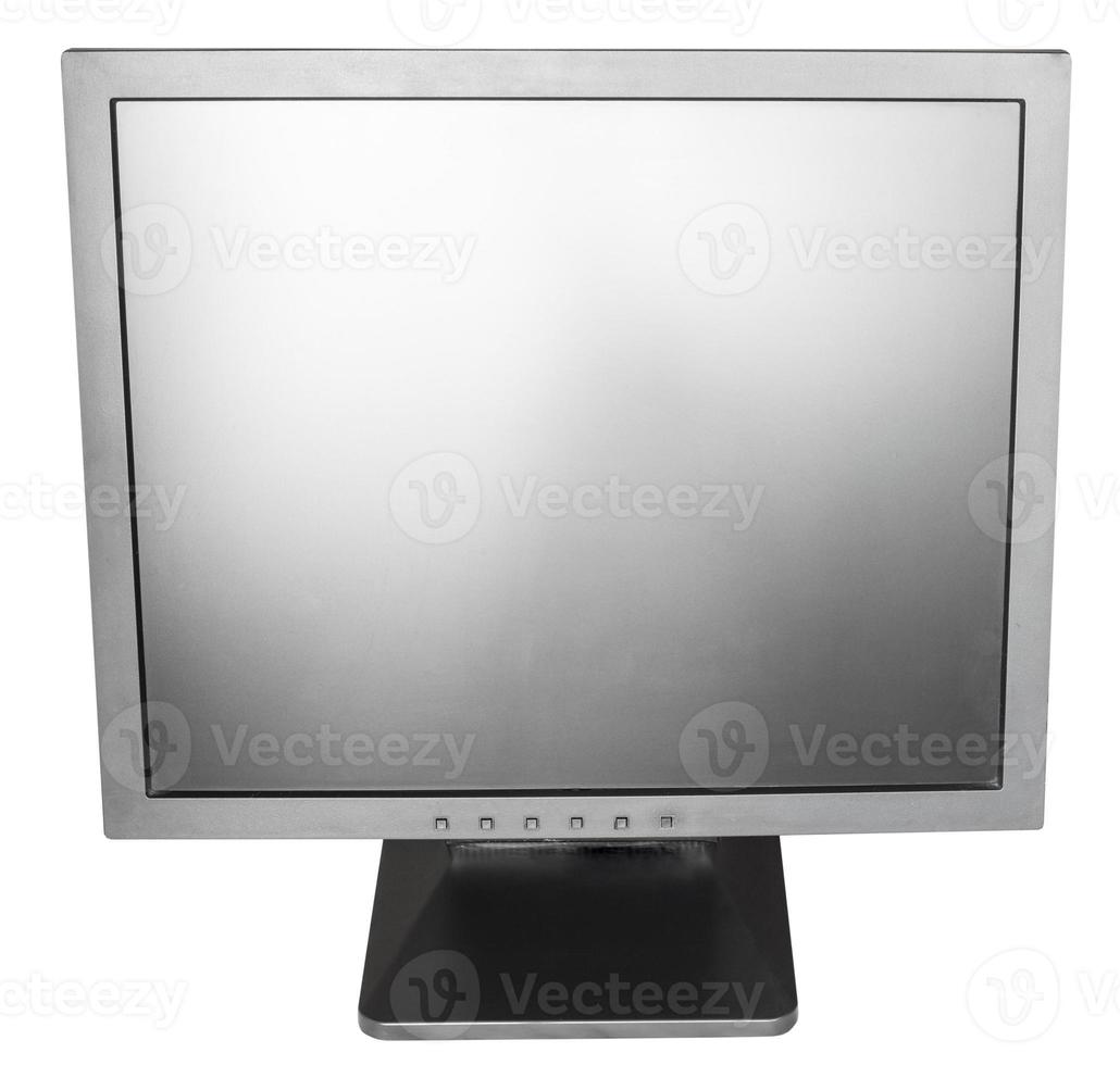 direct view of old used black LCD monitor isolated photo