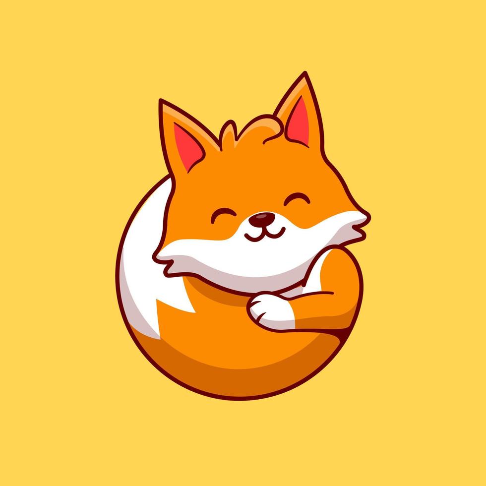 Cute Fox Cartoon Vector Icon Illustration. Animal Nature Icon Concept Isolated Premium Vector. Flat Cartoon Style