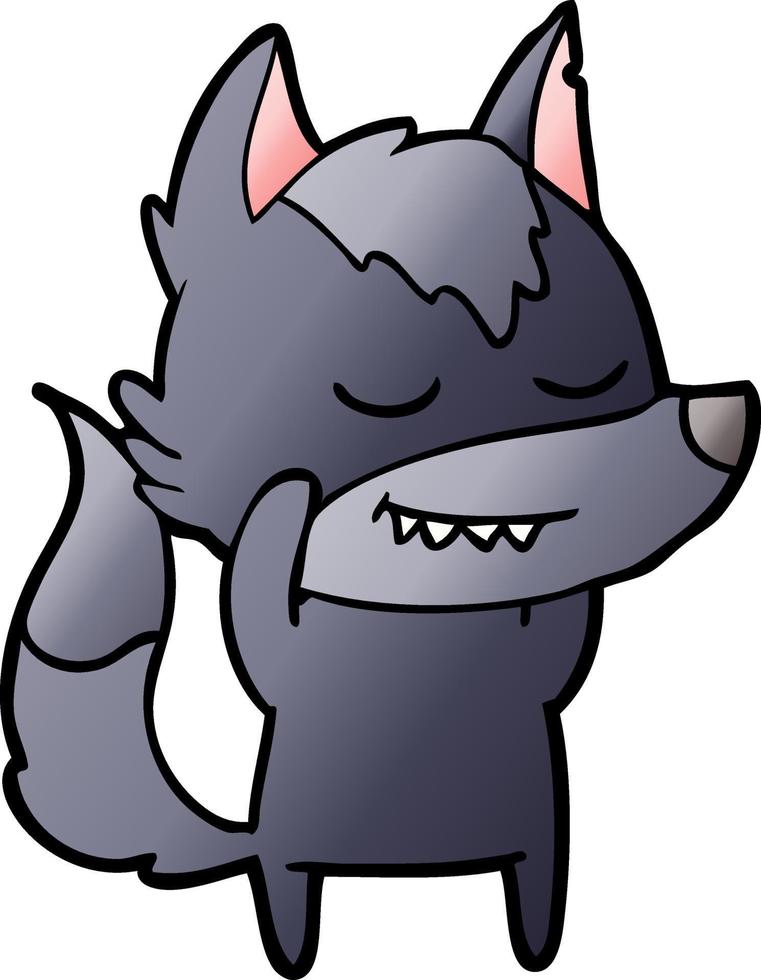 friendly cartoon wolf vector