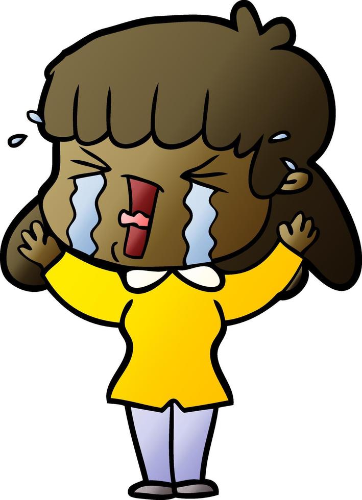 cartoon woman in tears vector