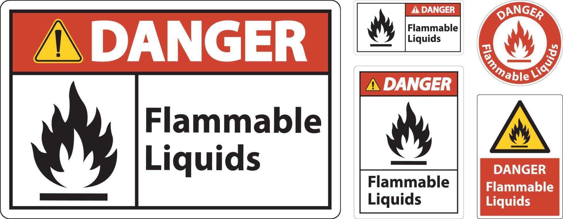 Danger Flammable Liquids Sign On White Background vector