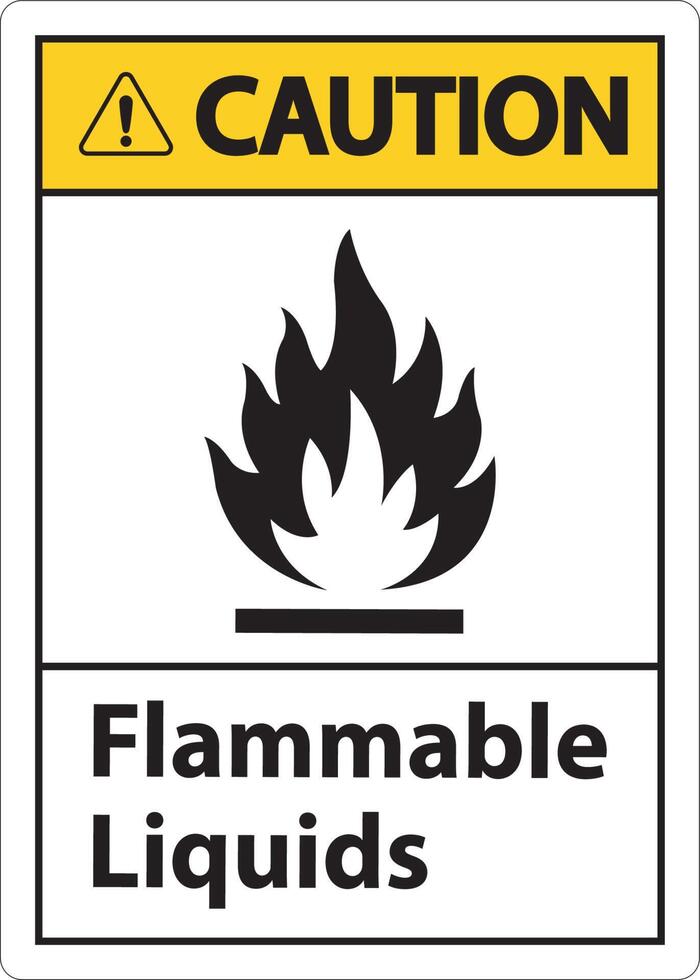 Caution Flammable Liquids Sign On White Background vector