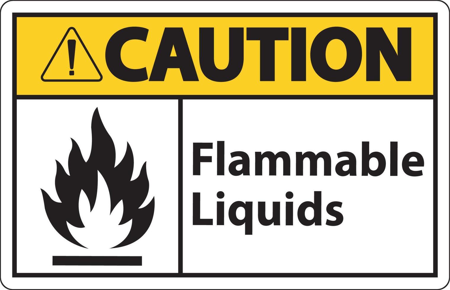 precaución líquidos inflamables firmar sobre fondo blanco vector