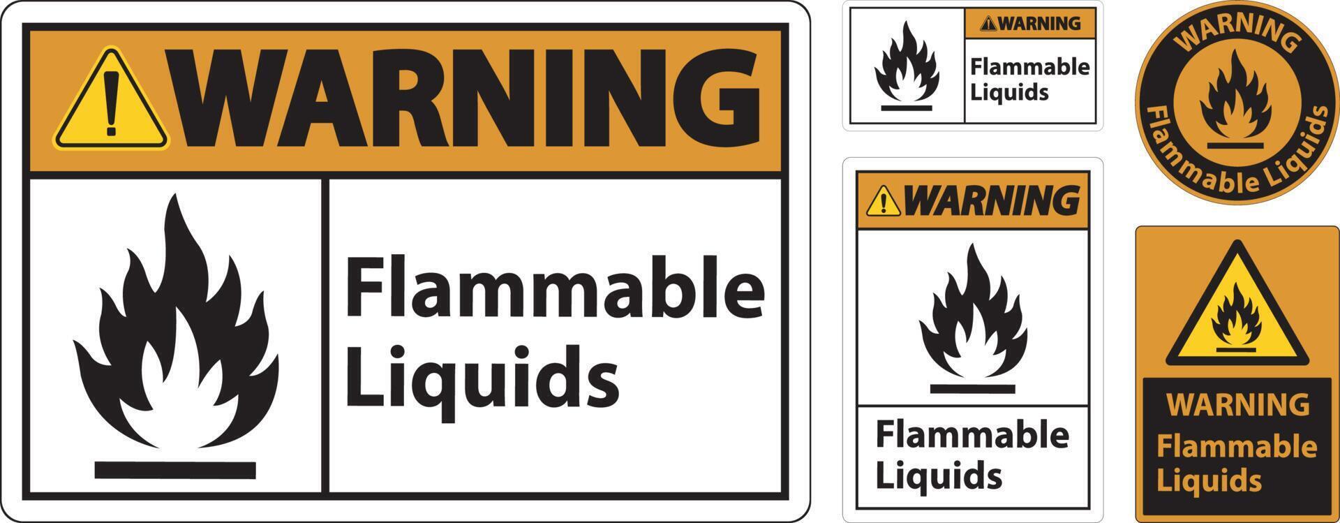 Warning Flammable Liquids Sign On White Background vector