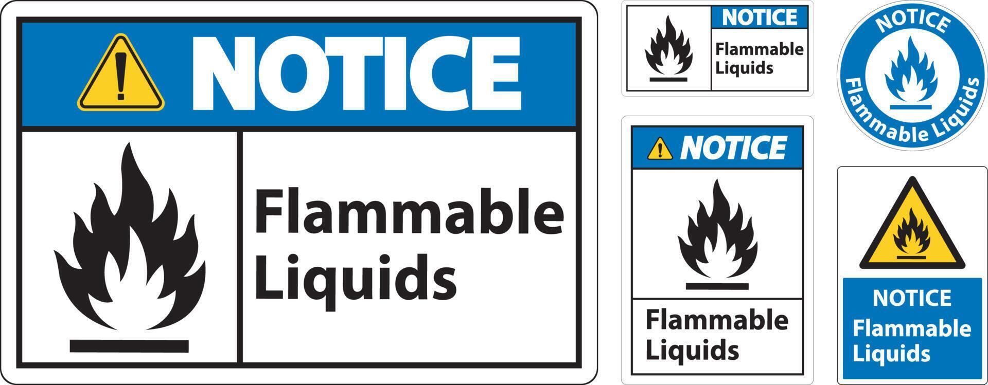 Notice Flammable Liquids Sign On White Background vector