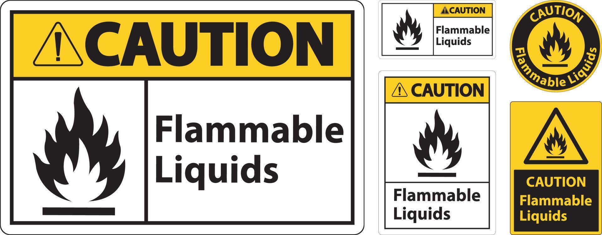 Caution Flammable Liquids Sign On White Background vector