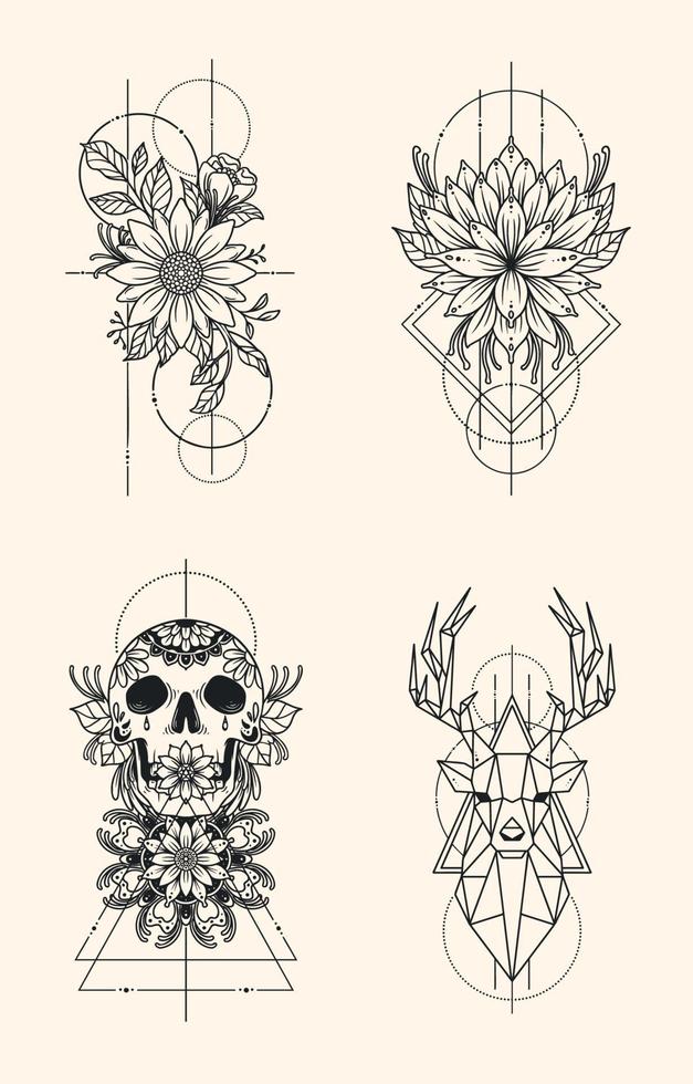 Minimalist Tattoo Geometric Concept vector