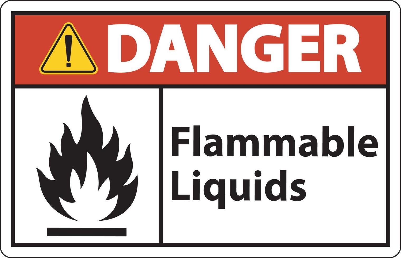 Señal de peligro de líquidos inflamables sobre fondo blanco. vector