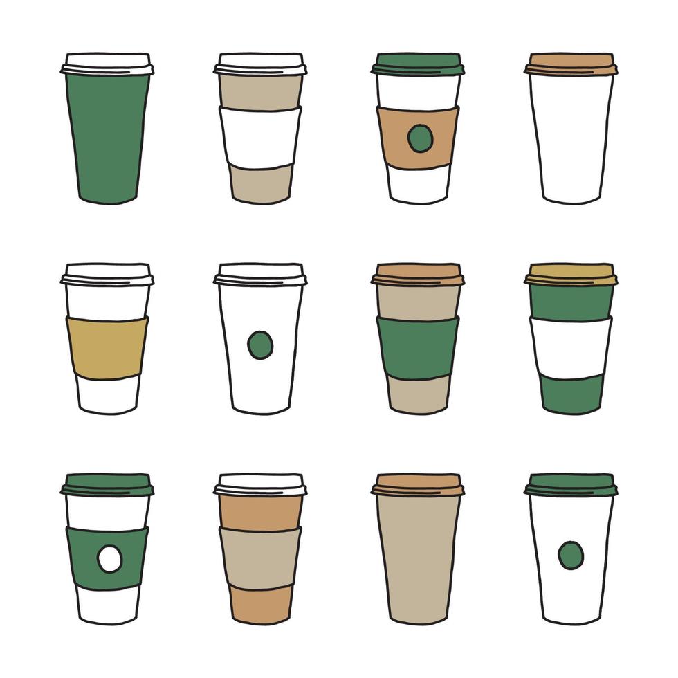Set of Coffee Plastic Vases vector