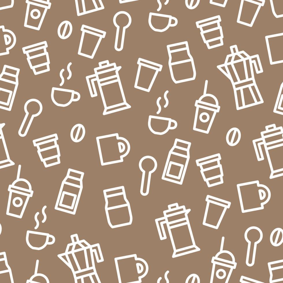 Outlined Seamless Coffee Pattern vector