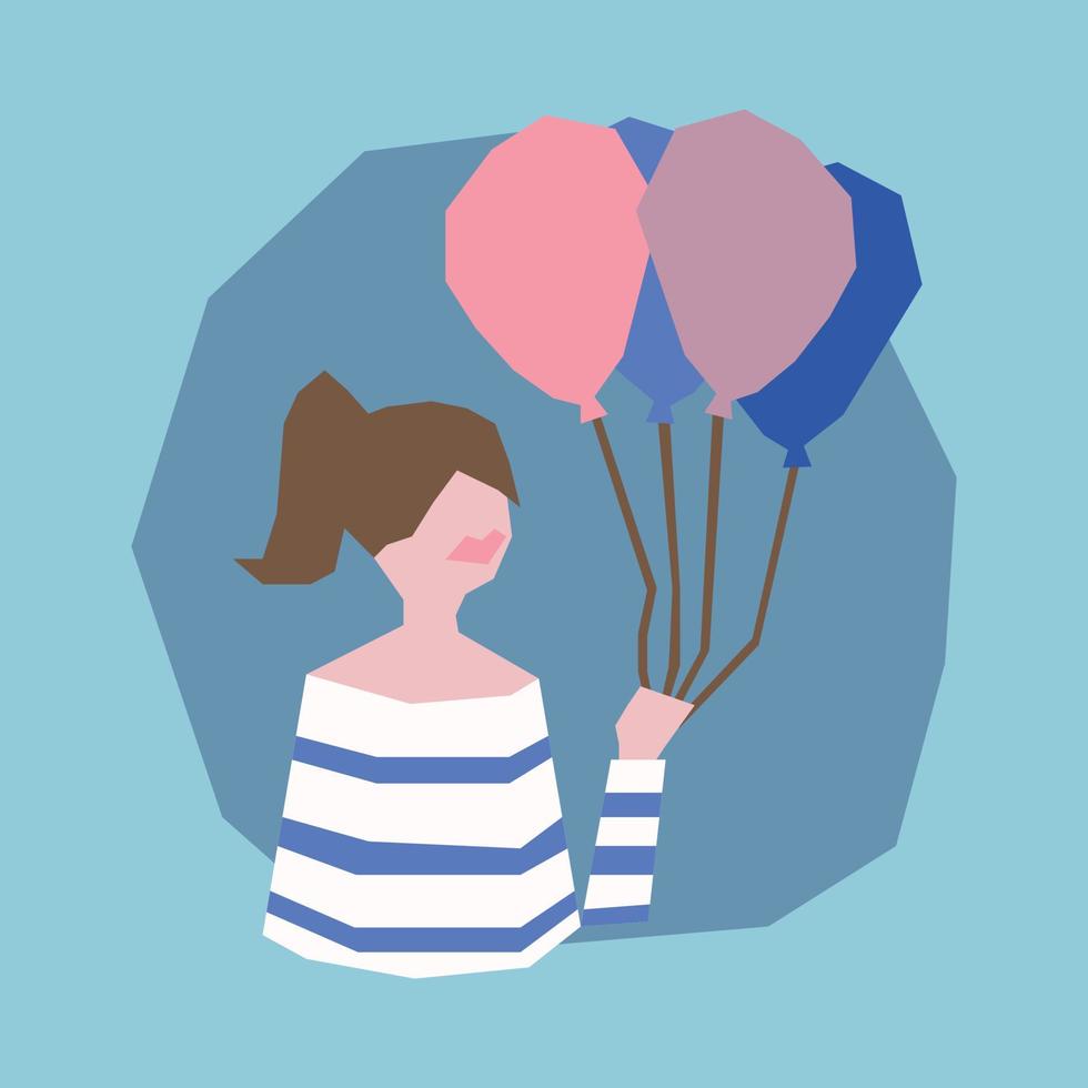 chica con algunos globos vector