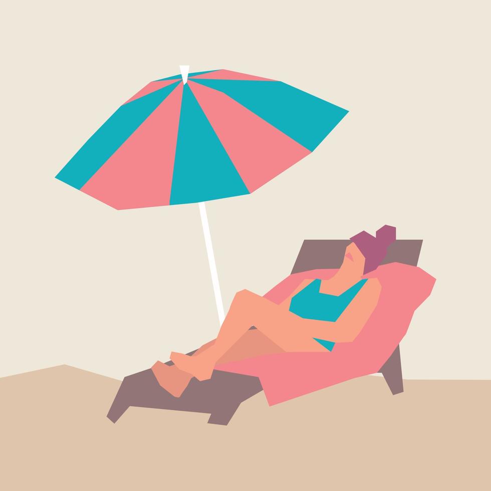 Girl Taking a Sun Bath vector