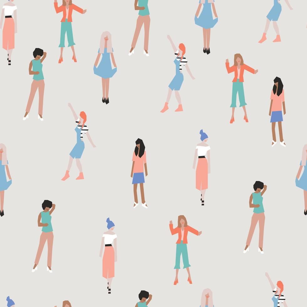 Pattern Full of Girls vector