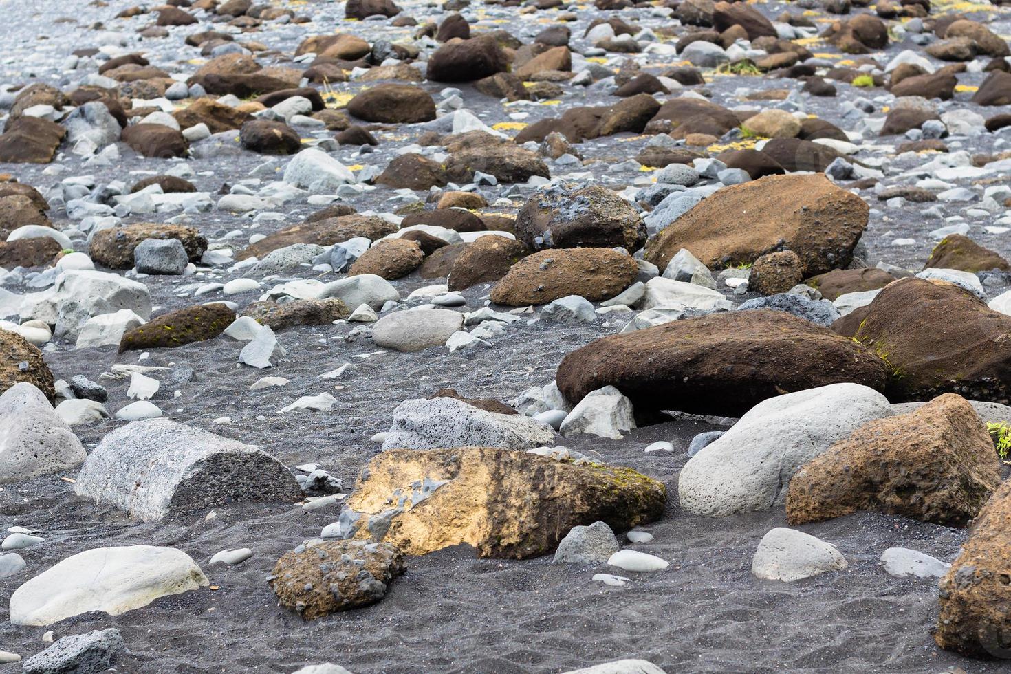 boulder on surface of Reynisfjara beach in Iceland photo