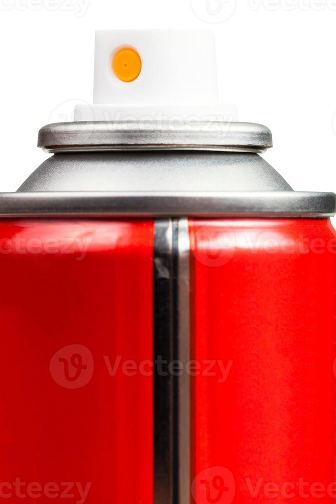 aerosol rojo puede cerrar aislado en blanco foto
