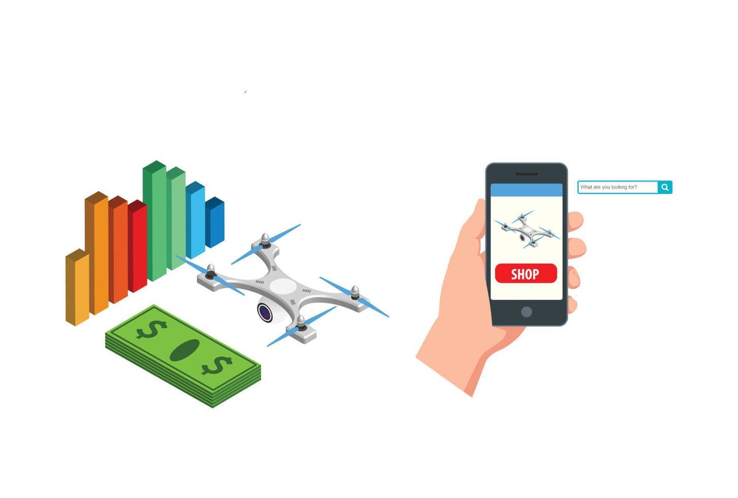 Isometric online shopping concept. Smart phone Shopping in online store. Internet shopping.Suitable for Diagrams, Infographics, Book Illustration, Game Asset, And Other Graphic Related Assets - Vector