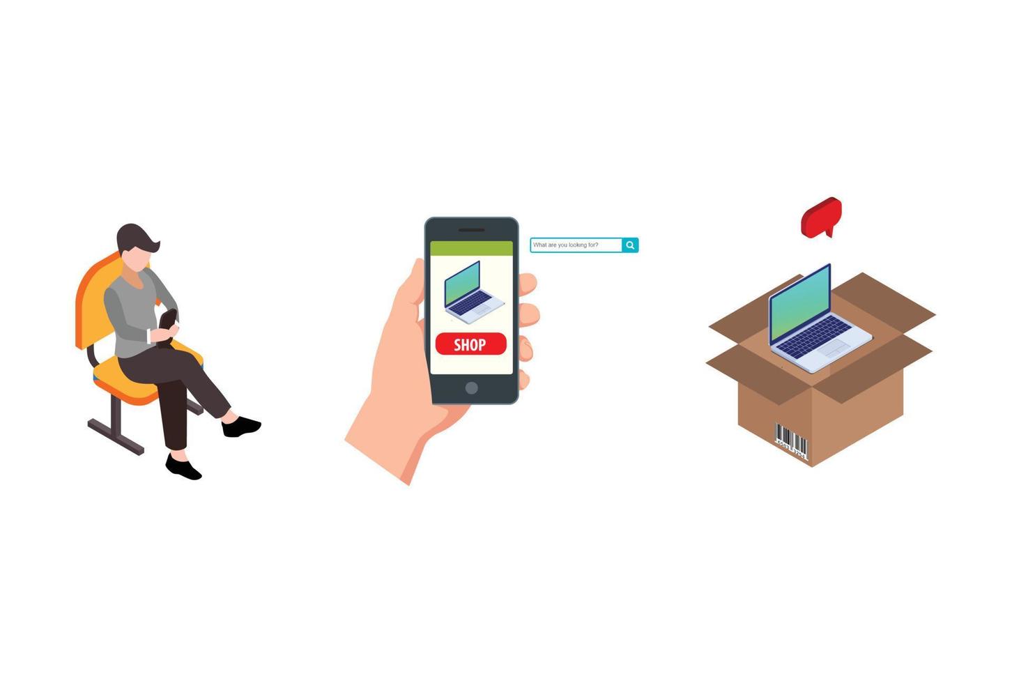 Isometric online shopping concept. Smart phone Shopping in online store. Internet shopping.Suitable for Diagrams, Infographics, Book Illustration, Game Asset, And Other Graphic Related Assets - Vector