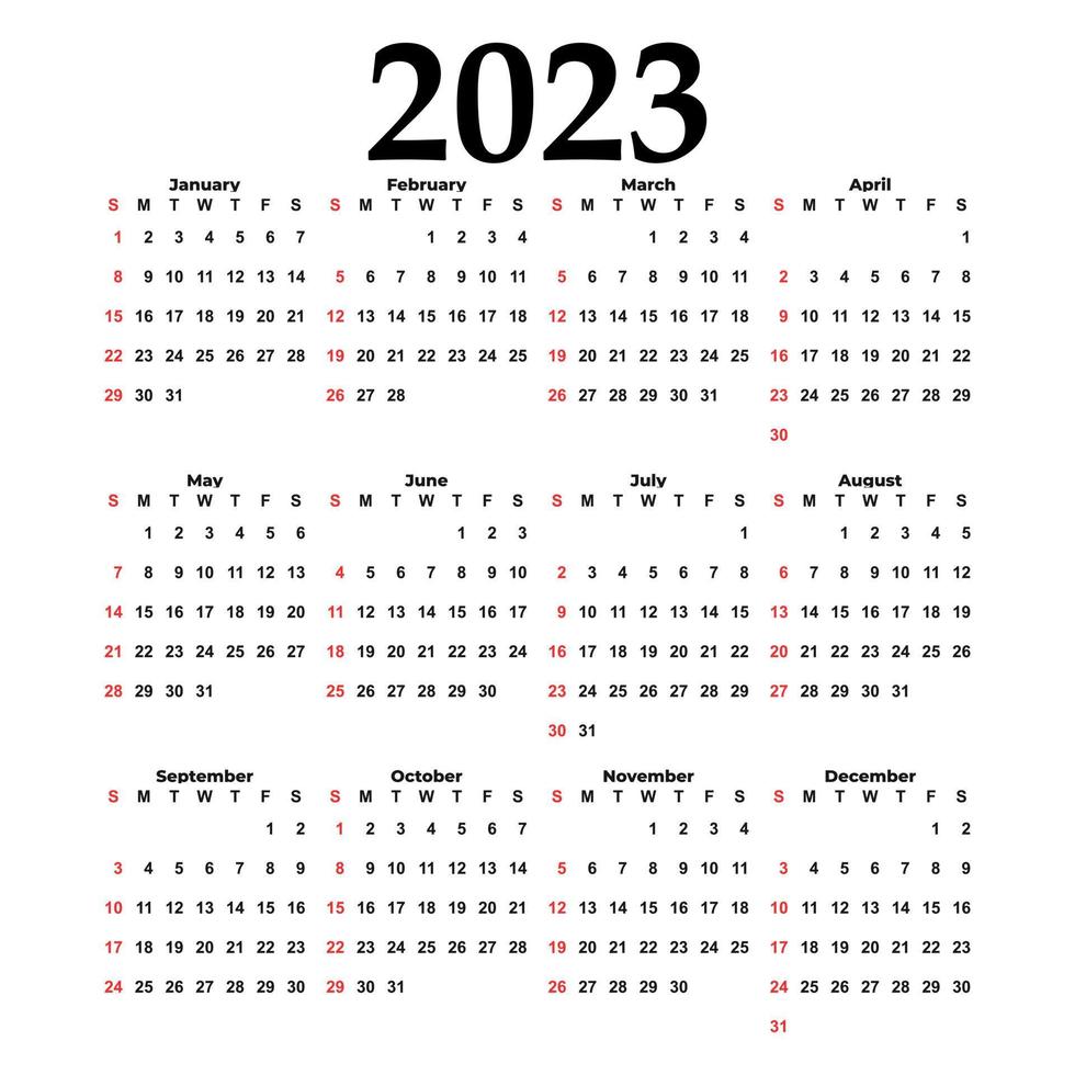 2023 Calendar year vector illustration