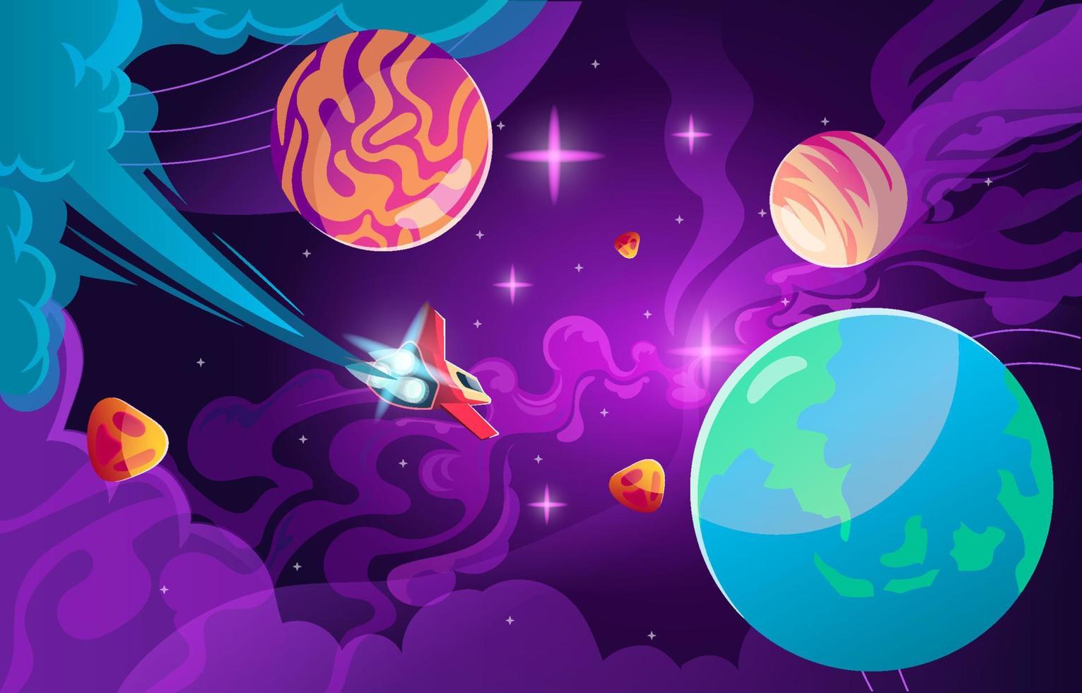 Spaceship Flying To The Galaxy vector