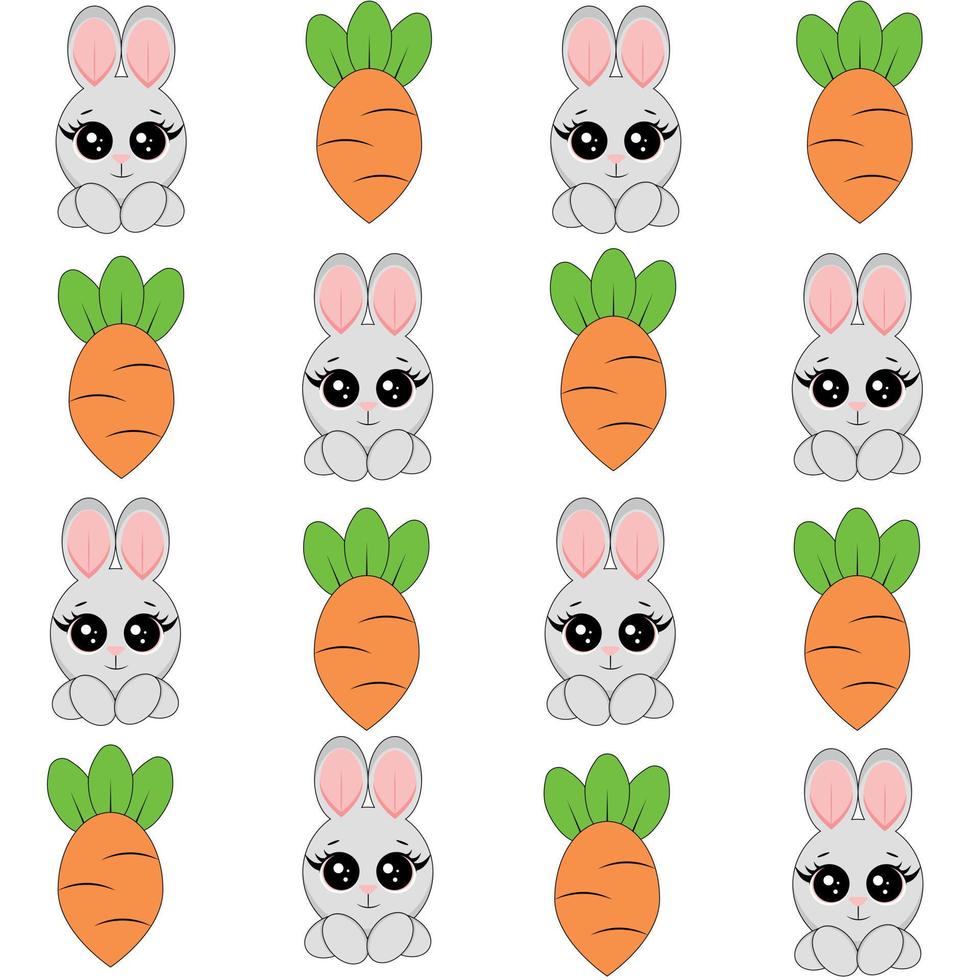 Seamless pattern with rabbit cartoons and carrot vector