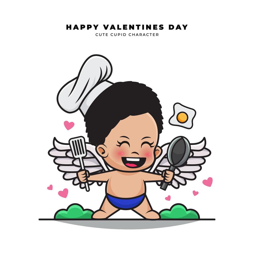 Cute cartoon character of black cupid baby vector