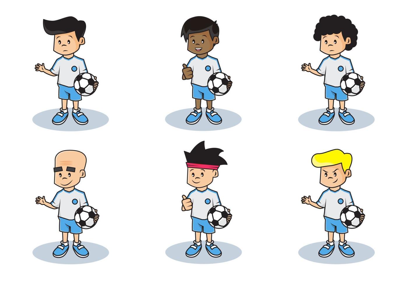 conjunto de paquetes de ilustración del personaje lindo del equipo de fútbol vector