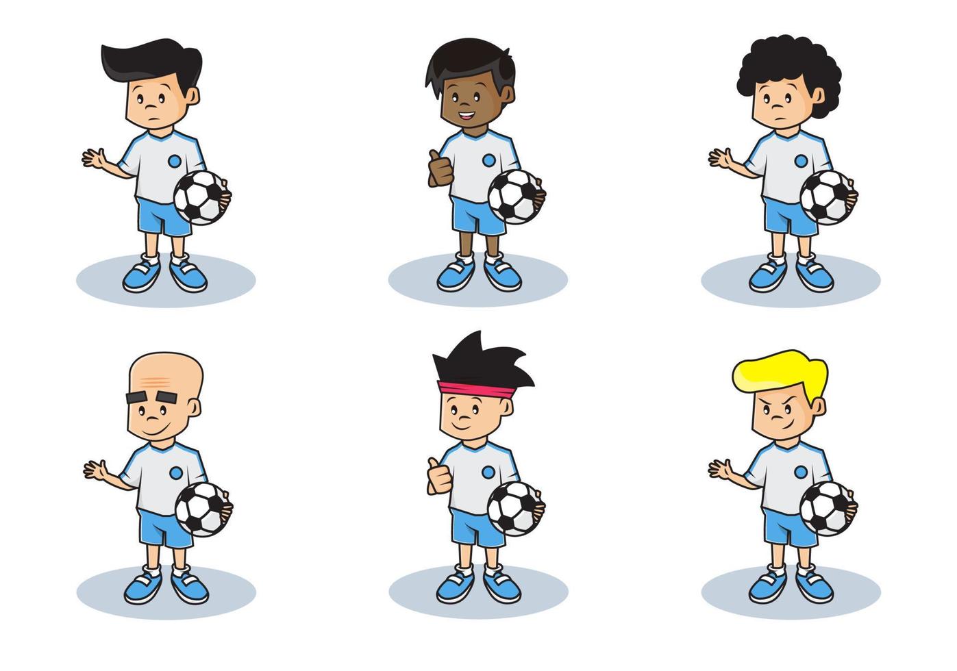 Bundle Set Illustration of Cute Football Team Character vector