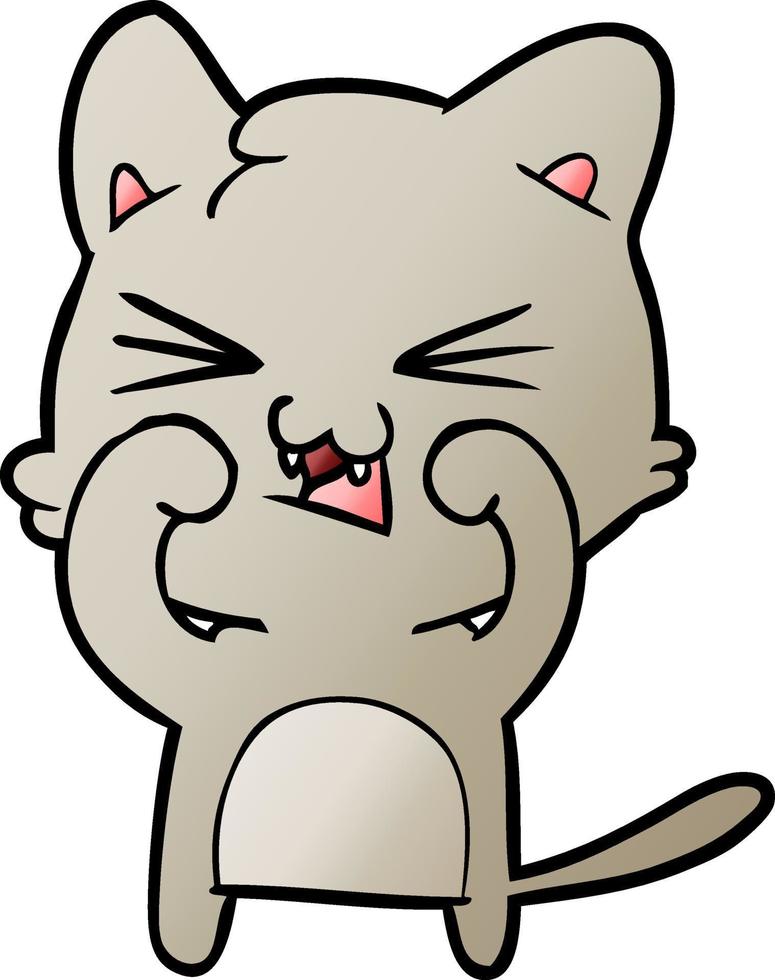 cartoon cat hissing vector