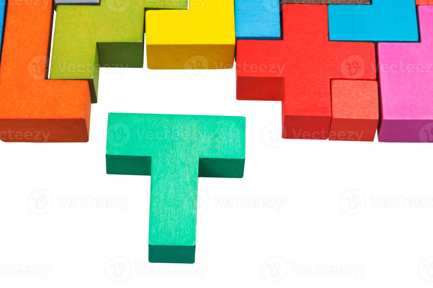 T-shaped block and wooden puzzle photo