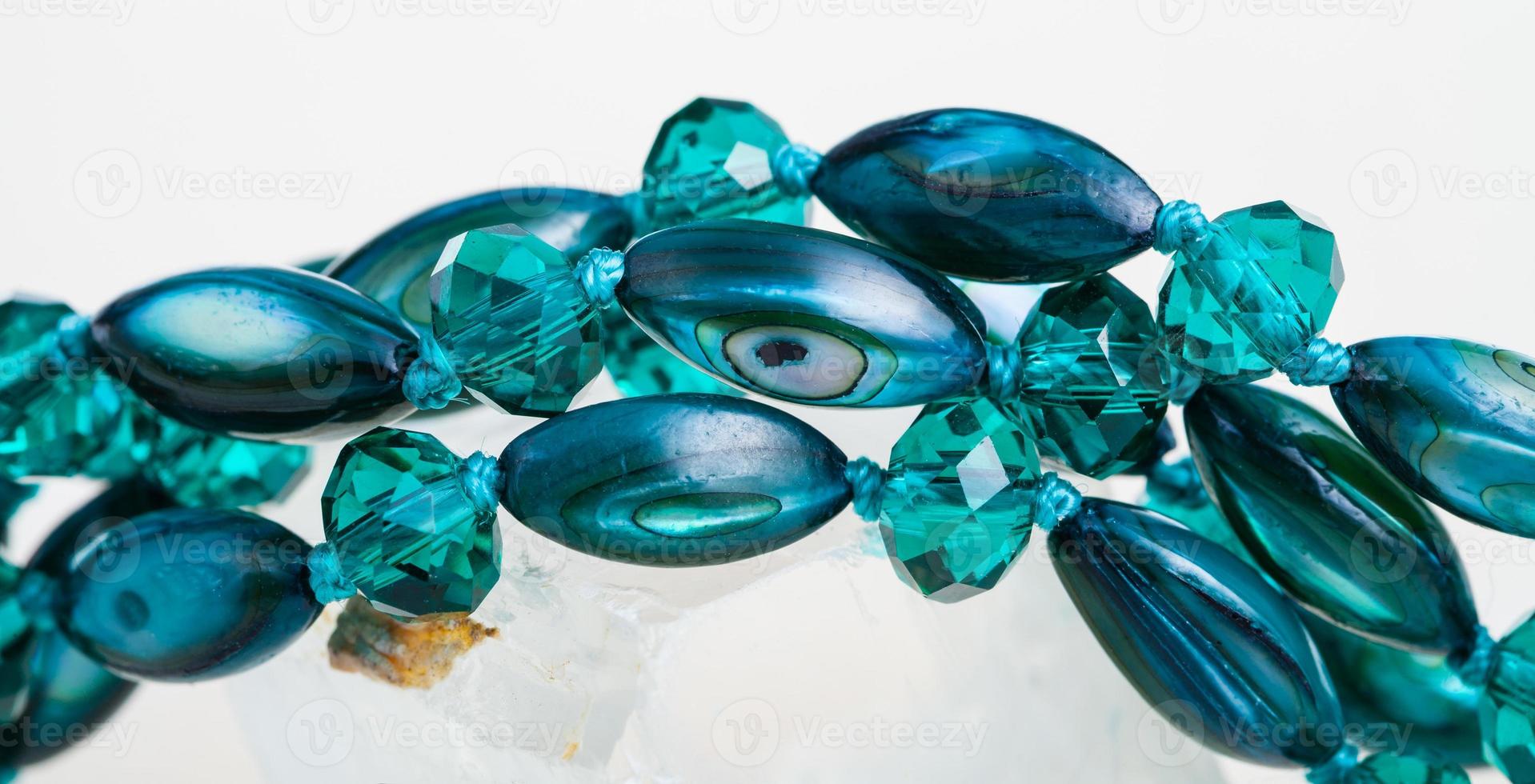 necklace from green nacre gem stones photo
