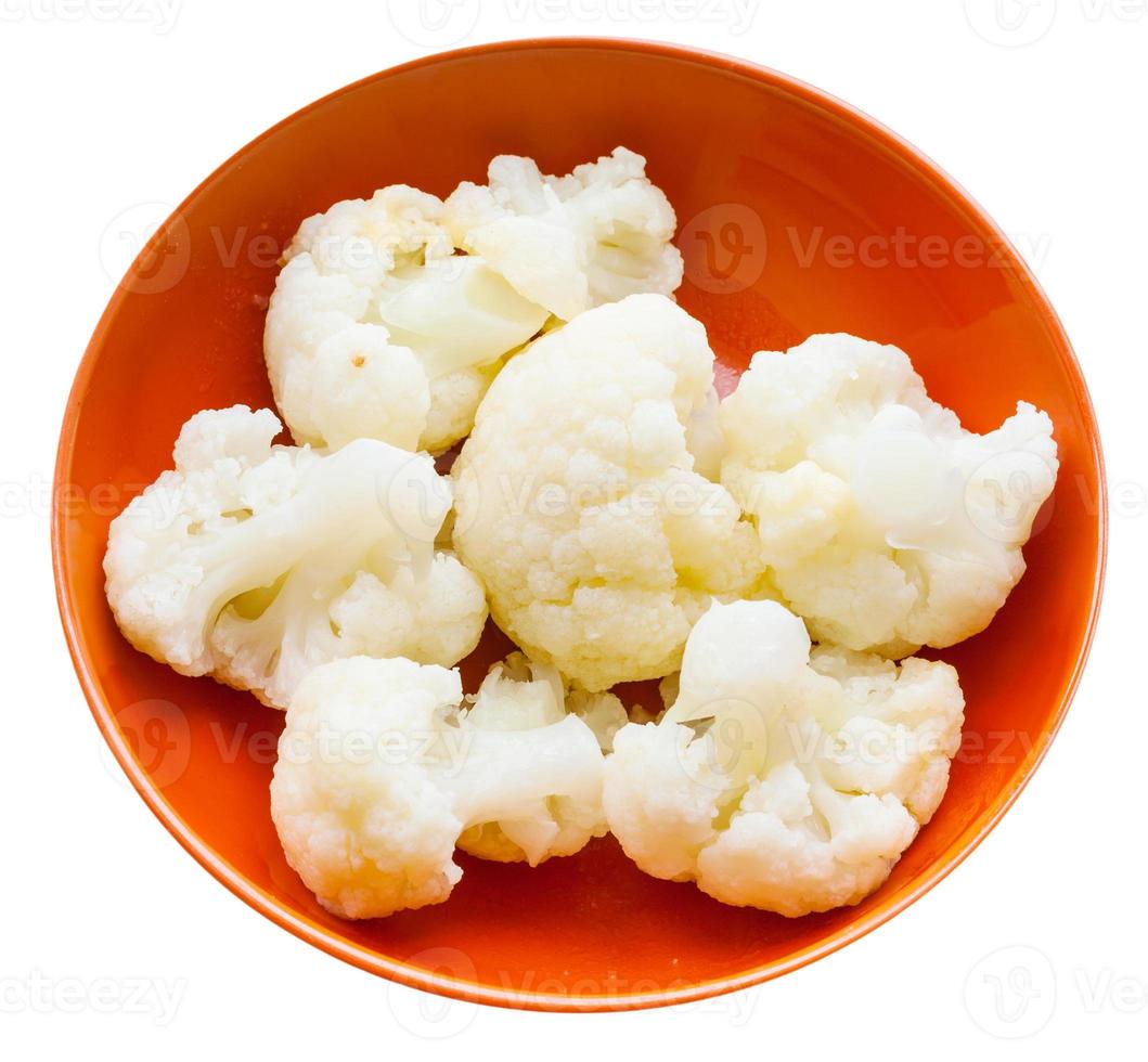 boiled cauliflower with butter in bowl isolated photo
