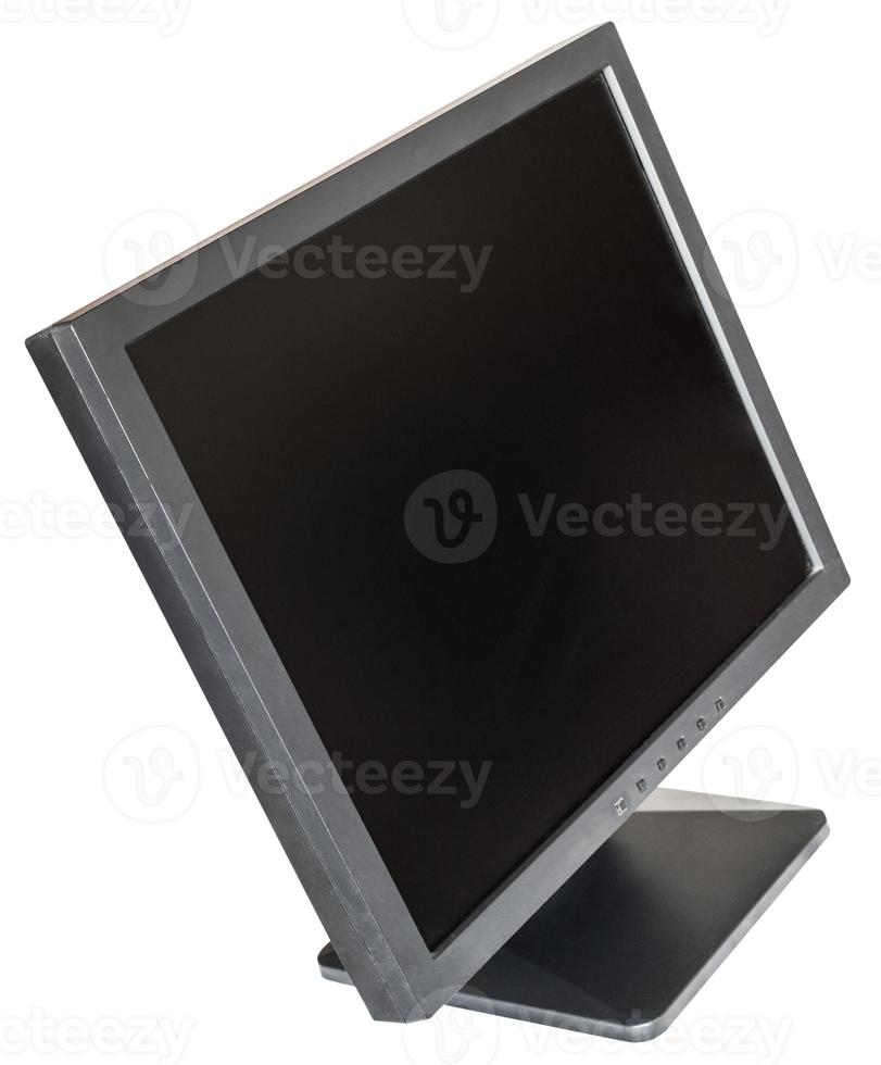 side above view of old used black LCD monitor photo