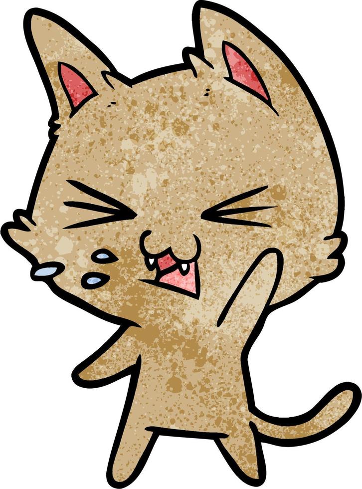 cartoon cat hissing vector