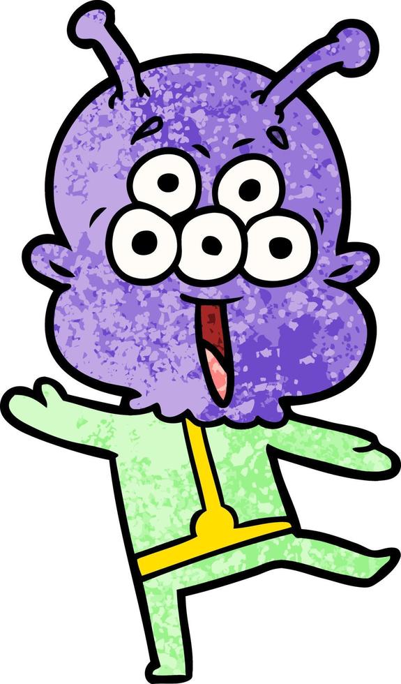 happy cartoon alien dancing vector
