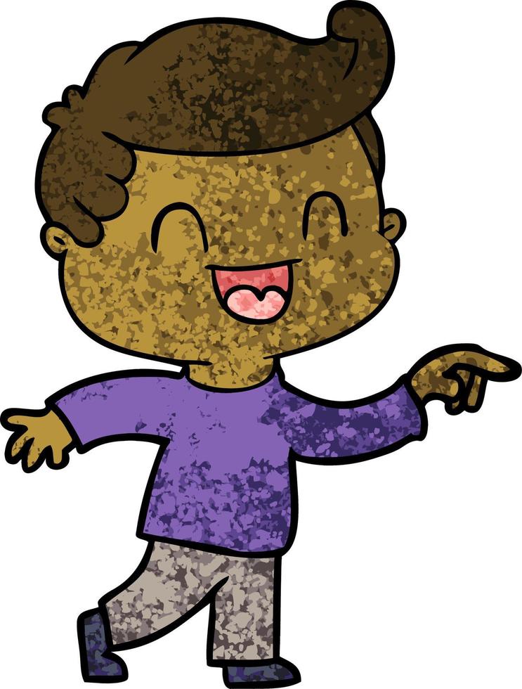 cartoon happy man pointing vector