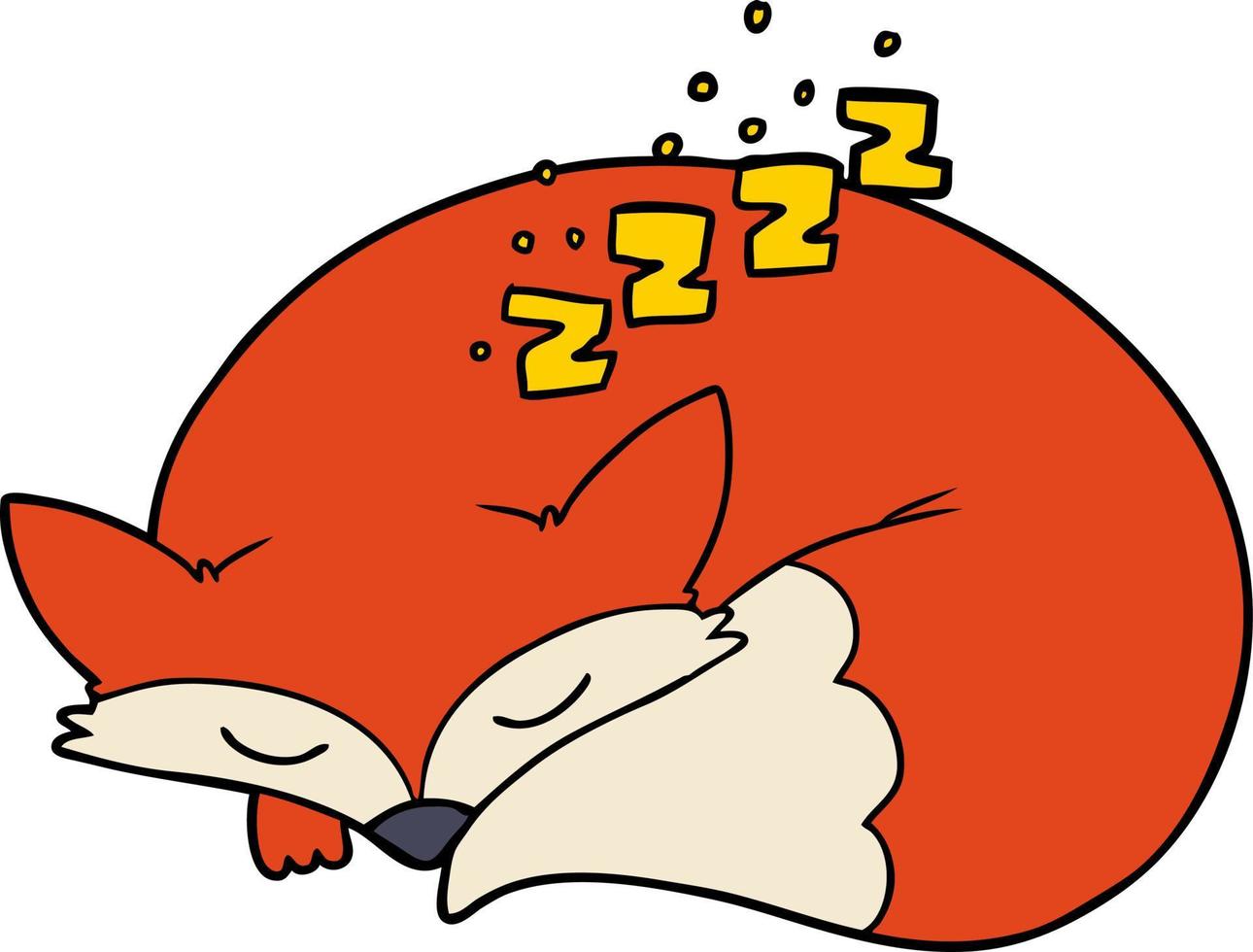 cartoon sleeping fox vector