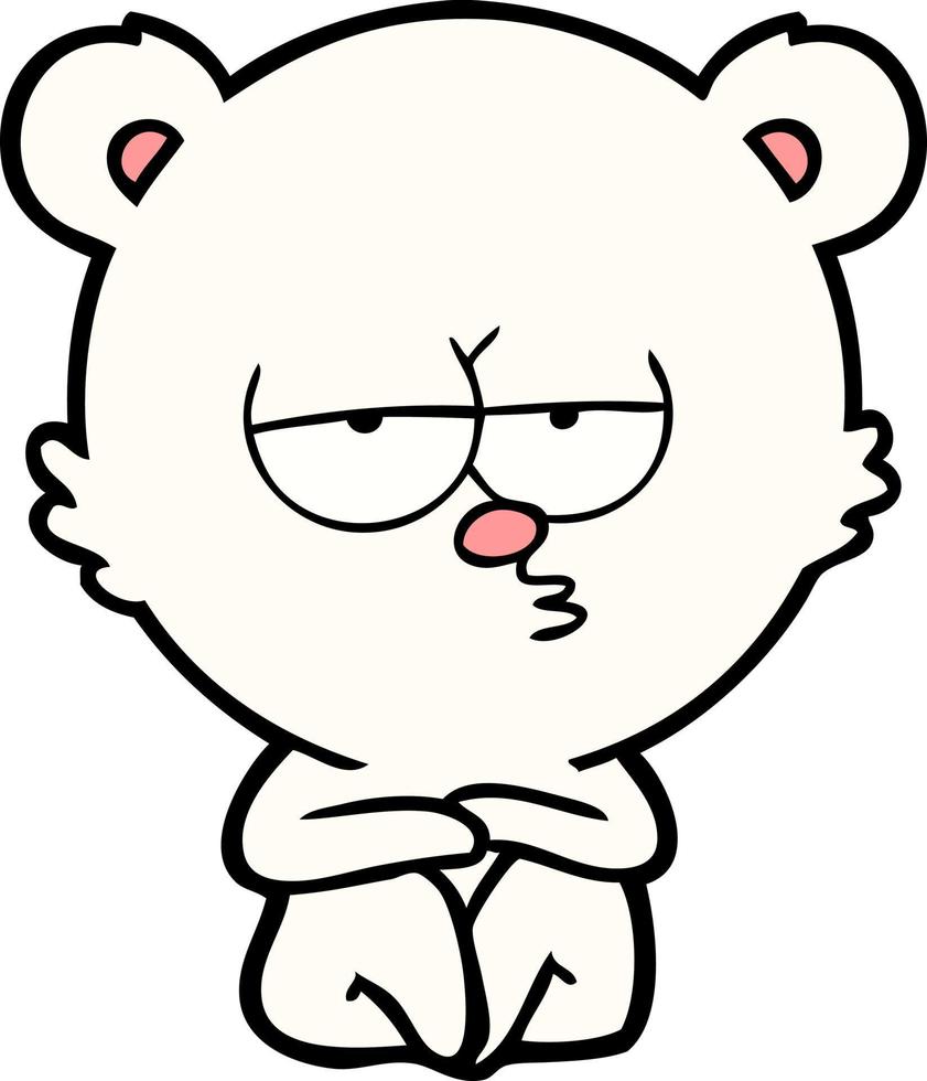 bored polar bear sitting cartoon vector