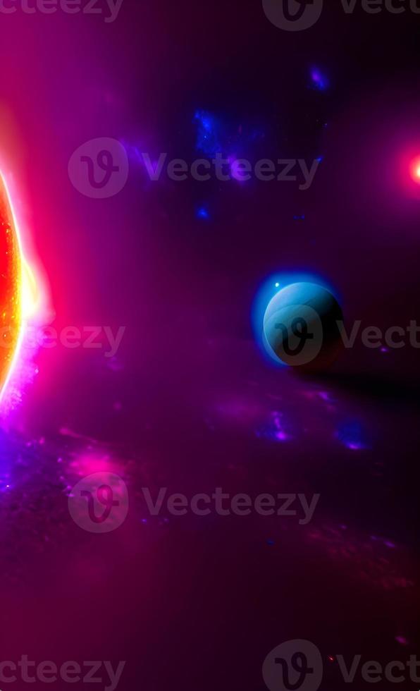 An abstract nebula in outer space and galaxies background of 3D render, suitable for a mobile screen, phone desktop, landing page, UI UX, and wallpaper. photo
