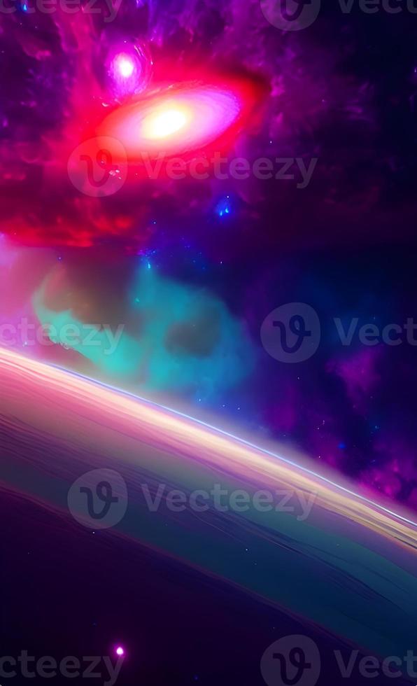 An abstract nebula in outer space and galaxies background of 3D render, suitable for a mobile screen, phone desktop, landing page, UI UX, and wallpaper. photo